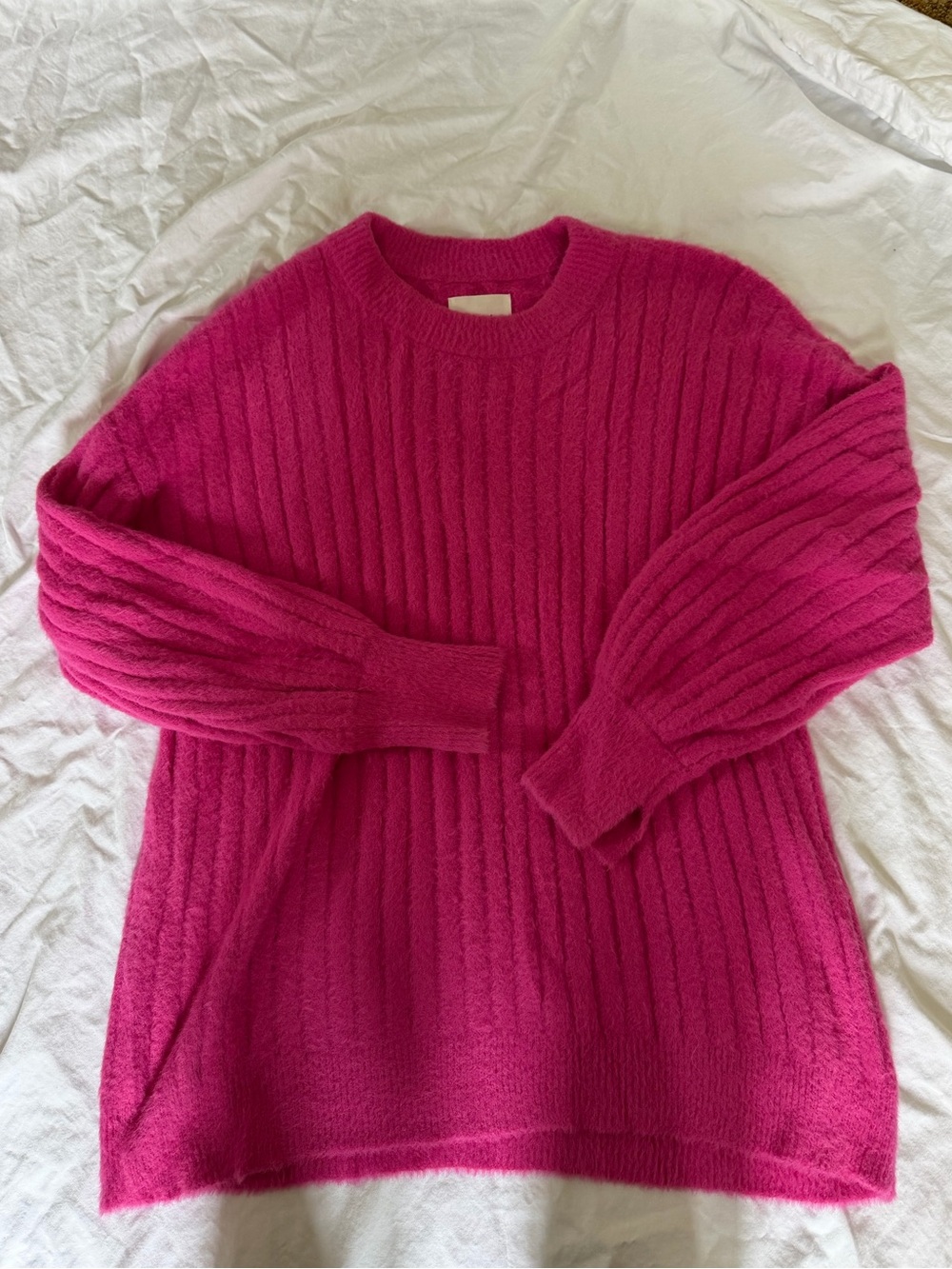 Aerie Ribbed Crewneck Sweater in Pink Size XS Like New